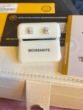 Moissanite Oval Earrings - 925 Silver D Brilliant Stones With GRA